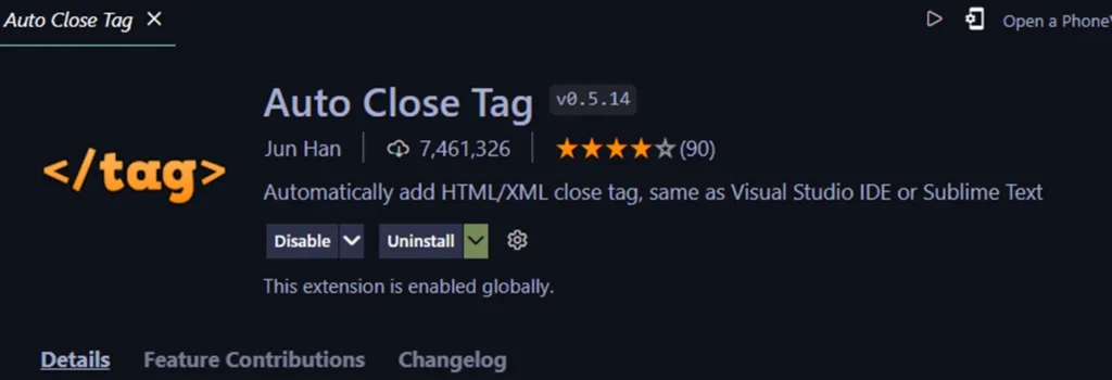 Auto Close Tag