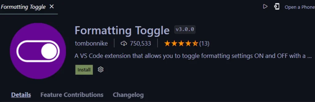 Formatting toggle